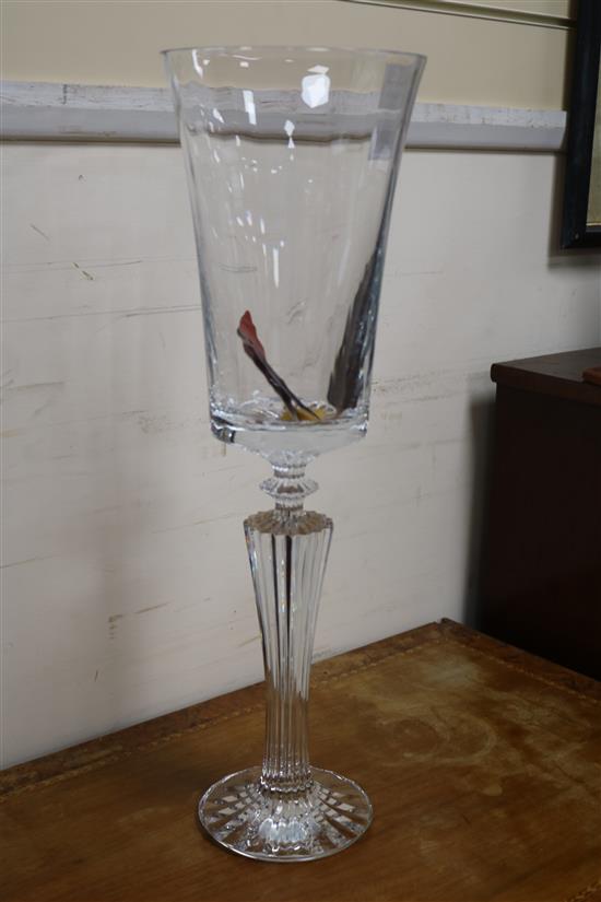 A tall Baccarat crystal goblet, height 59cms, boxed